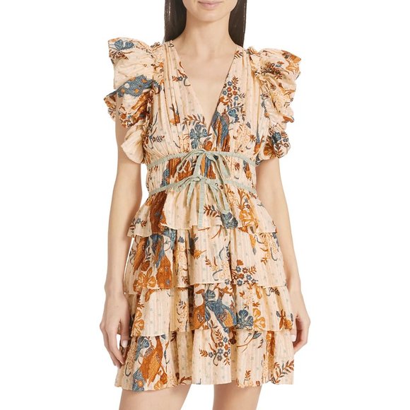 Ulla Johnson Marni Floral Print Ruffled Mini Dress in Size 2 - Picture 6 of 13
